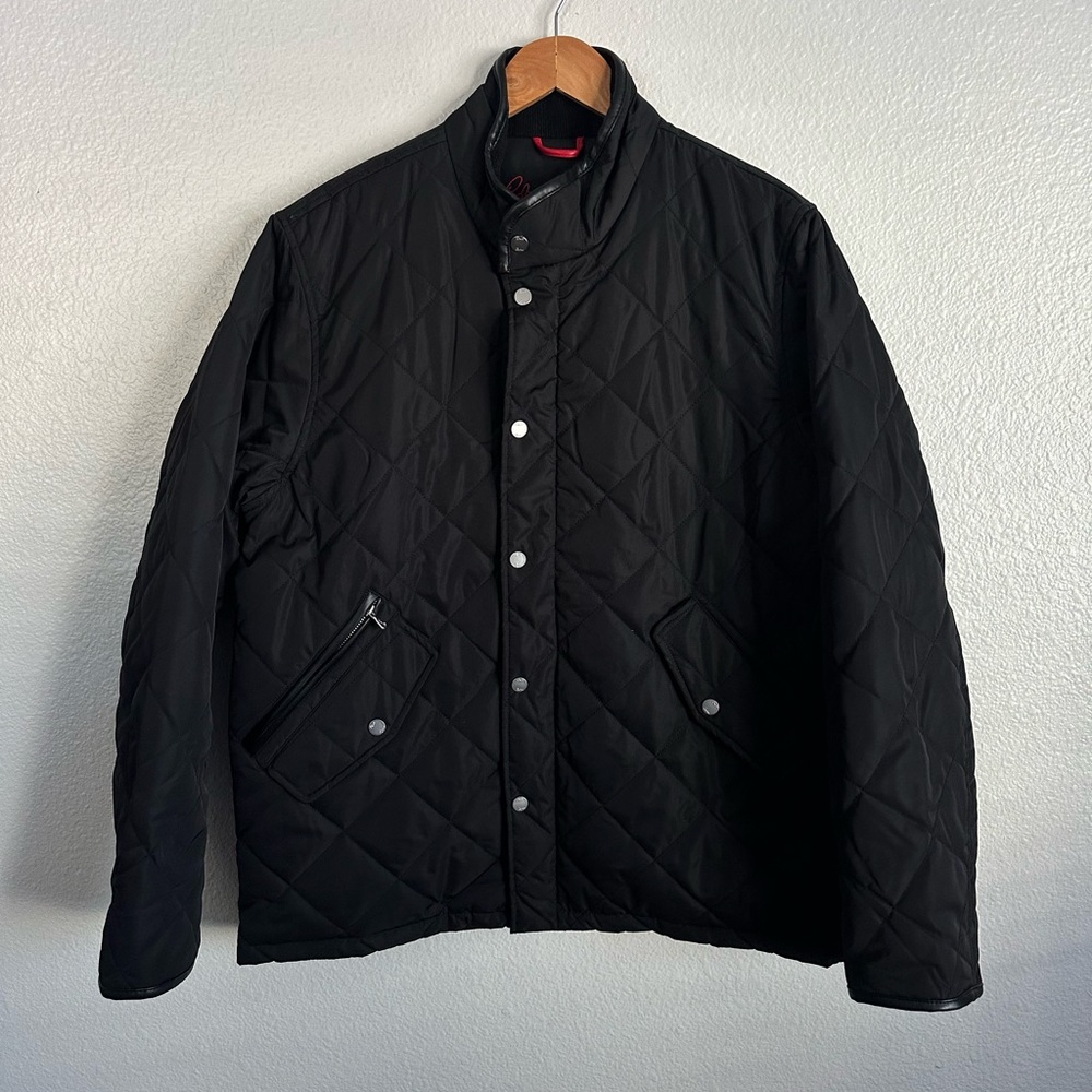 Robert Graham Quilted Diamond Travel Field Jacket Black Preppy Men’s Size XL